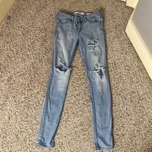 Low rise Light blue ripped jeans